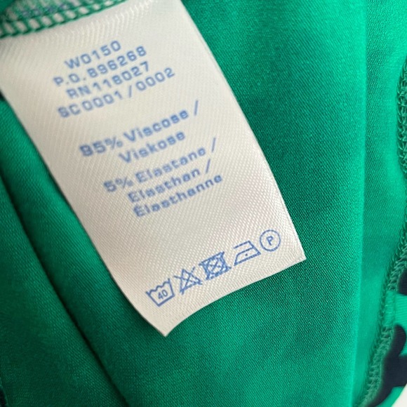 Boden Women's Printed Top Size 4 Green Navy Surplice V Neck Pullover Knit - Picture 10 of 10